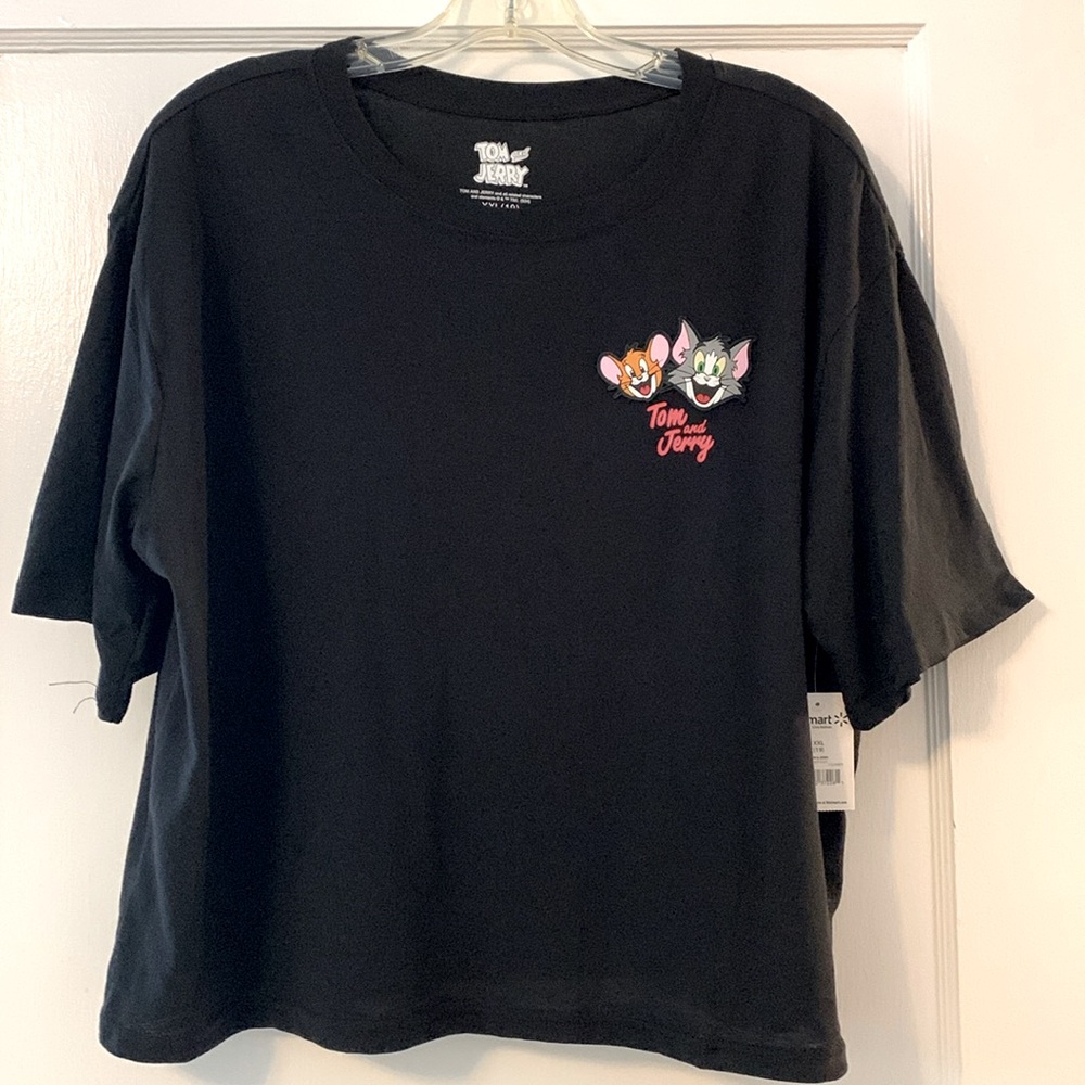 Tom and Jerry black crop top NWT